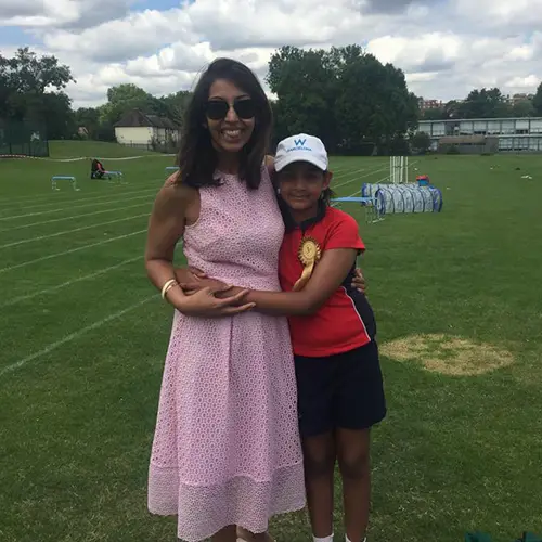 Sheena and her daughter - proud parent on Sports Day